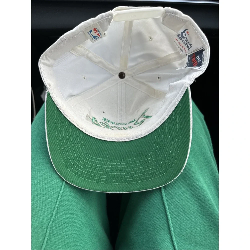 Vintage‎ Milwaukee Bucks Sports Specialties NBA Basketball White Hat Script RARE